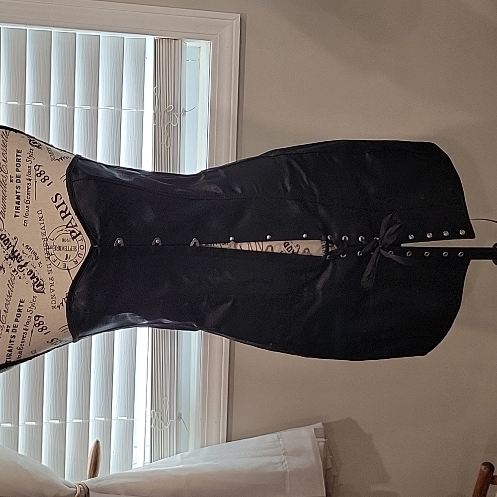EUC Black Satin Corset Dress fits XS